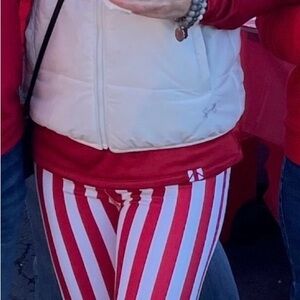 Red and White Striped Leggings